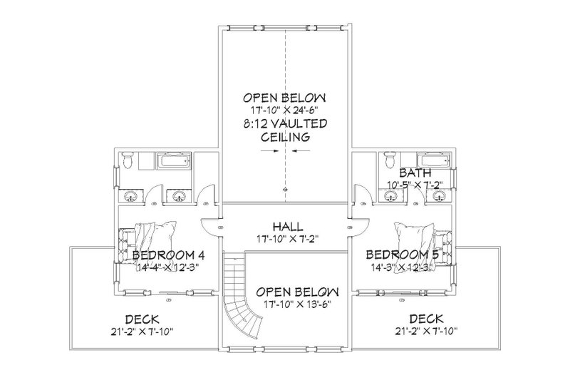 House Blueprint - Floor Plan - Upper Floor for Farmhouse House Plan #1109-12 - 5 bed, 5.5 bath