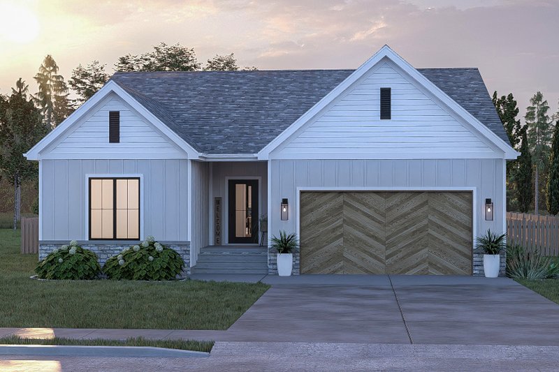House Blueprint - Exterior - Front Elevation 3 for Farmhouse House Plan #455-632 - 3 bed, 2 bath