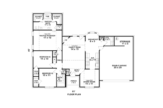 Floor Plan - Main Floor for European House Plan #81-13807 - 3 bed, 2 bath
