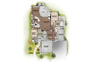 Floor Plan - Main Floor for Prairie House Plan #80-198 - 4 bed, 4.5 bath