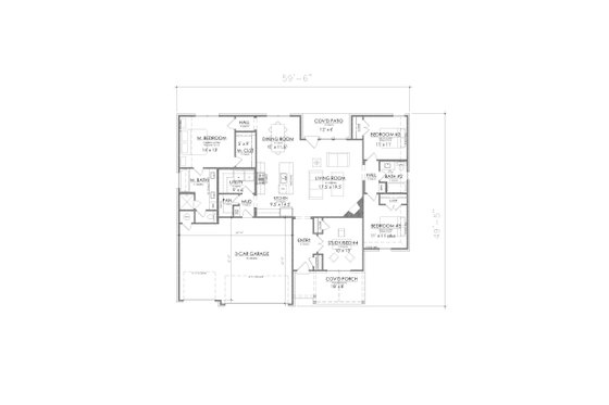 Floor Plan - Main Floor for Traditional House Plan #1098-4 - 4 bed, 2 bath