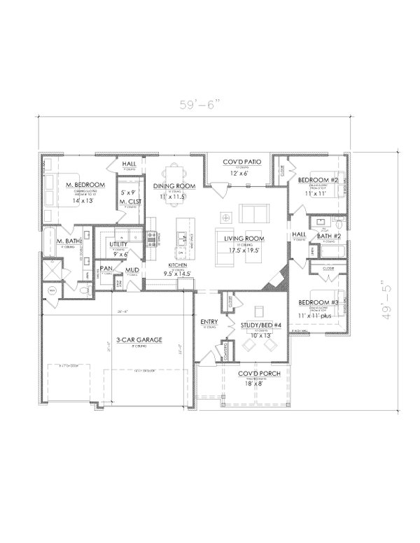 Traditional Floor Plan - Main Floor Plan #1098-4