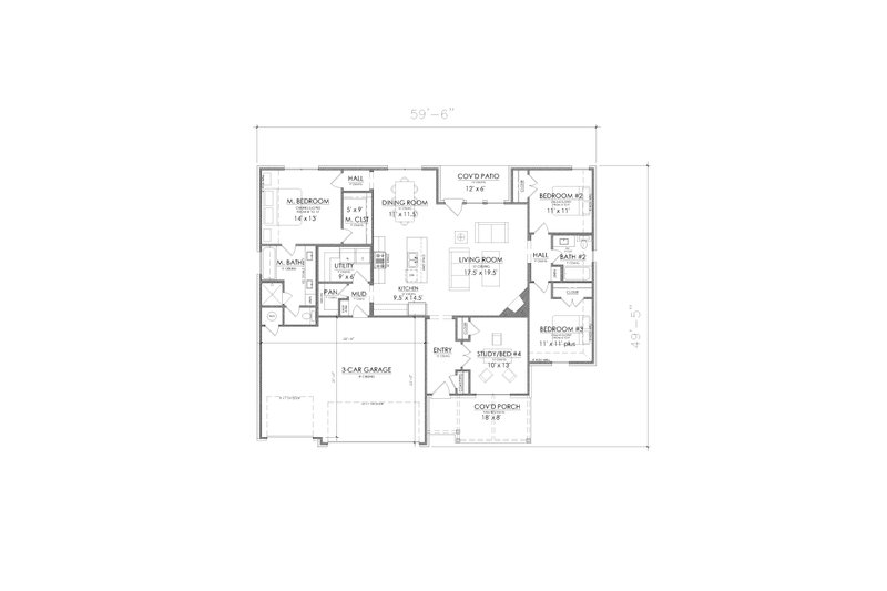 Dream House Plan - Floor Plan - Main Floor for Traditional House Plan #1098-4 - 4 bed, 2 bath
