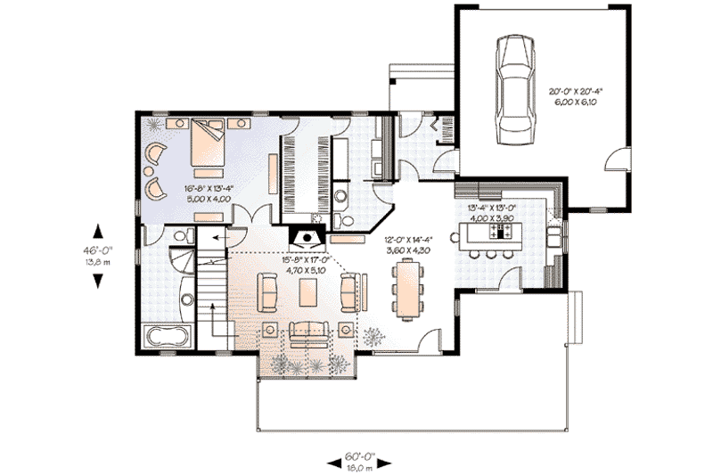 Architectural House Design - Floor Plan - Main Floor for Contemporary House Plan #23-397 - 3 bed, 2.5 bath