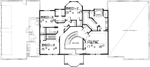 Southern Floor Plan - Upper Floor Plan #308-160
