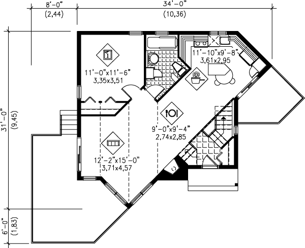 Contemporary Floor Plan - Main Floor Plan #25-1089