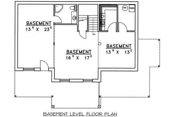 Floor Plan - Lower Floor for Bungalow House Plan #117-525 - 3 bed, 3.5 bath