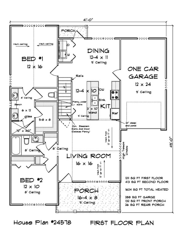 House Blueprint - Cottage Floor Plan - Main Floor Plan #513-2371