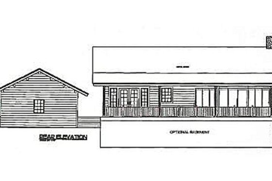 Exterior - Rear Elevation for Log House Plan #115-156 - 3 bed, 2 bath