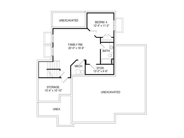 Architectural House Design - Traditional Floor Plan - Lower Floor Plan #920-92