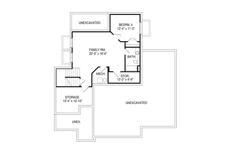 Architectural House Design - Floor Plan - Lower Floor for Traditional House Plan #920-92 - 4 bed, 3.5 bath