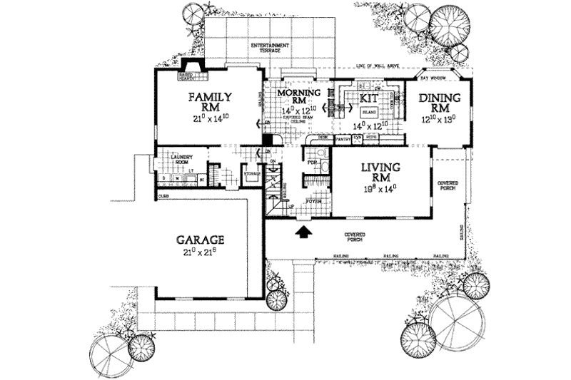 Home Plan - Floor Plan - Main Floor for Traditional House Plan #72-156 - 4 bed, 2.5 bath