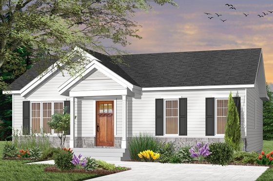 Exterior - Front Elevation 3 for Craftsman House Plan #23-2696 - 3 bed, 1 bath