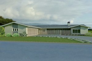 Exterior - Front Elevation 3 for Ranch House Plan #489-15 - 4 bed, 4.5 bath