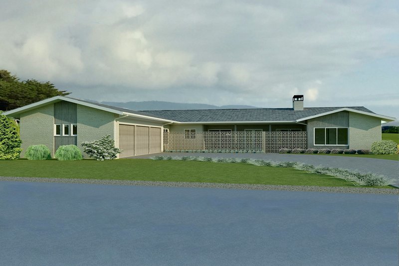 House Design - Exterior - Front Elevation 3 for Ranch House Plan #489-15 - 4 bed, 4.5 bath