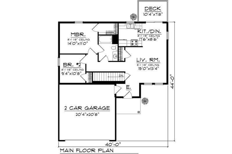 Home Plan - Floor Plan - Main Floor House Plan #70-1015 - 2 bed, 1 bath