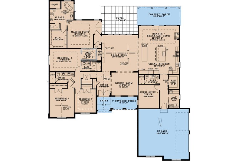 House Design - Floor Plan - Main Floor for European House Plan #923-403 - 4 bed, 4 bath