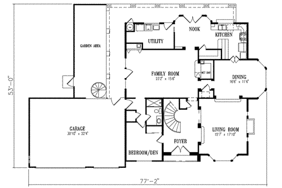 Floor Plan - Main Floor for Mediterranean House Plan #1-798 - 5 bed, 3 bath
