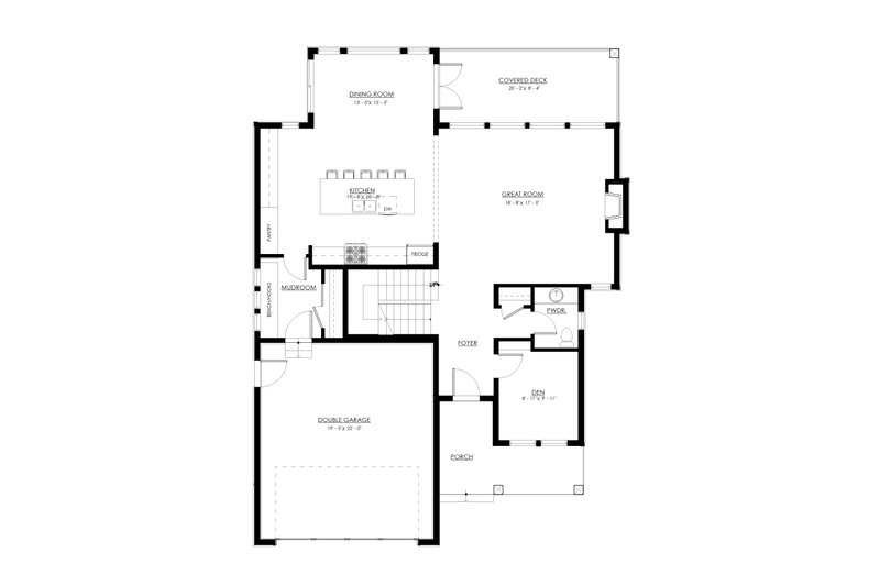 Home Plan - Floor Plan - Main Floor for Farmhouse House Plan #1114-81 - 4 bed, 3.5 bath
