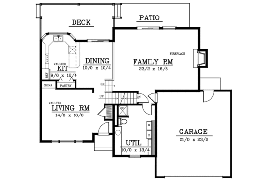 Floor Plan - Main Floor for Traditional House Plan #101-211 - 3 bed, 3 bath