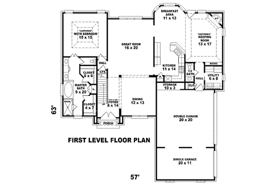 Floor Plan - Main Floor for European House Plan #81-1497 - 4 bed, 3.5 bath
