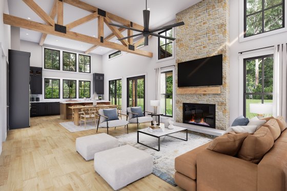 Interior - Family Room 1 for Barndominium House Plan #430-386 - 3 bed, 2 bath