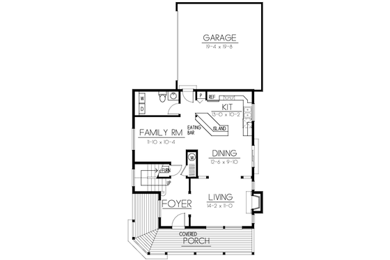 Floor Plan - Main Floor for Farmhouse House Plan #100-434 - 3 bed, 2.5 bath