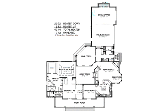 Floor Plan - Main Floor for Colonial House Plan #424-219 - 4 bed, 4.5 bath
