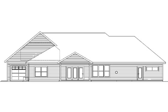 Exterior - Rear Elevation for Ranch House Plan #124-668 - 3 bed, 3 bath
