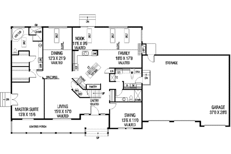 Home Plan - Floor Plan - Main Floor for Traditional House Plan #60-627 - 4 bed, 4 bath