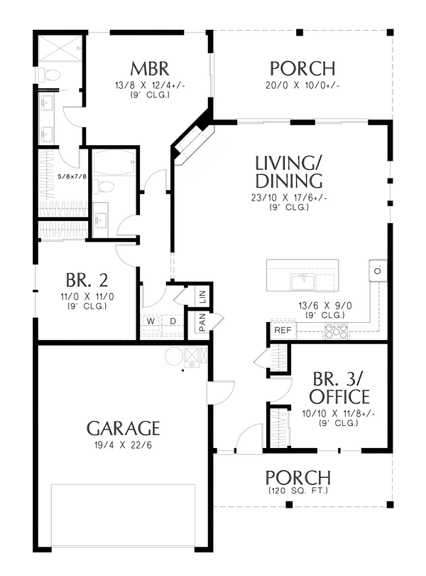 Farmhouse Floor Plan - Main Floor Plan #48-1068