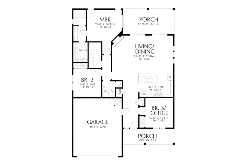 House Plan Design - Floor Plan - Main Floor for Farmhouse House Plan #48-1068 - 3 bed, 2 bath