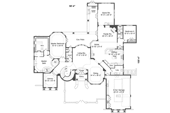 Floor Plan - Main Floor for Mediterranean House Plan #135-137 - 5 bed, 5 bath
