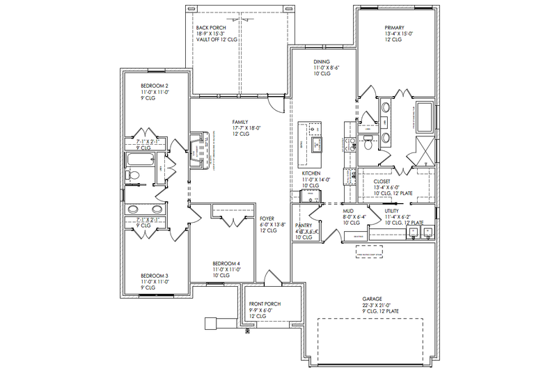 Home Plan - Floor Plan - Main Floor for Cottage House Plan #1096-107 - 4 bed, 2 bath