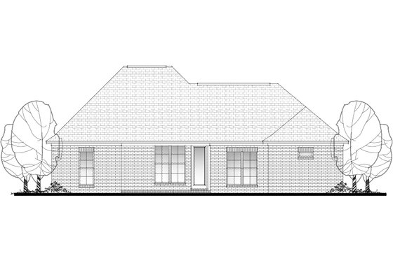 Exterior - Rear Elevation for Ranch House Plan #430-88 - 3 bed, 2 bath