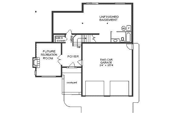 Floor Plan - Lower Floor for European House Plan #18-209 - 2 bed, 2 bath