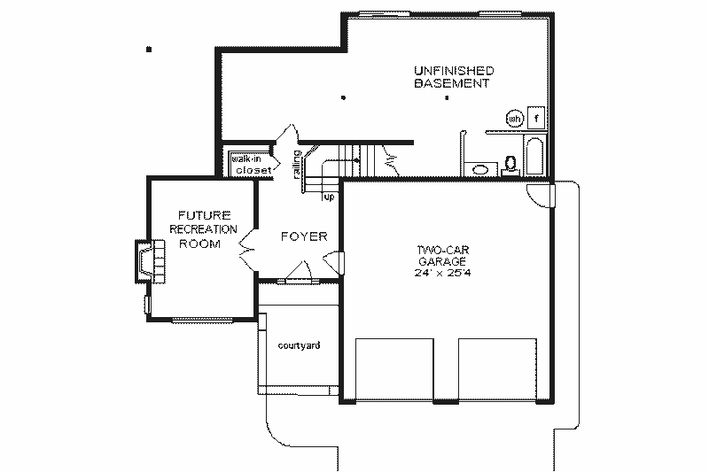 House Blueprint - Floor Plan - Lower Floor for European House Plan #18-209 - 2 bed, 2 bath