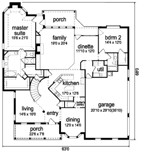 Home Plan - Colonial Floor Plan - Main Floor Plan #84-421