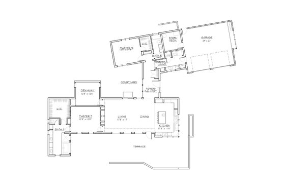 Floor Plan - Main Floor for Modern House Plan #892-8 - 2 bed, 2 bath
