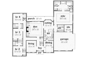 Floor Plan - Main Floor for European House Plan #16-172 - 4 bed, 3.5 bath
