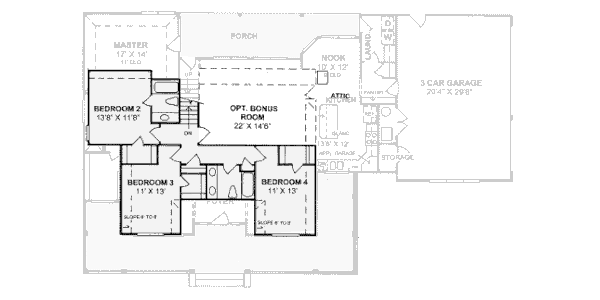 Architectural House Design - Farmhouse Floor Plan - Upper Floor Plan #20-342