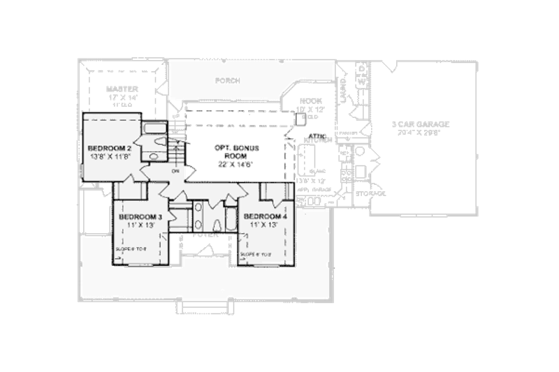 Architectural House Design - Floor Plan - Upper Floor for Farmhouse House Plan #20-342 - 4 bed, 3.5 bath