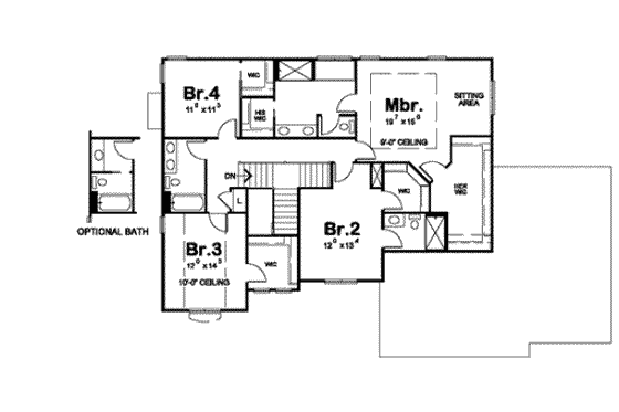 Floor Plan - Upper Floor for Traditional House Plan #20-1796 - 4 bed, 4 bath