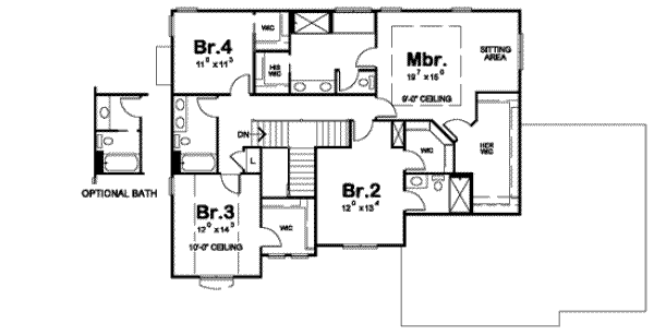 Home Plan - Traditional Floor Plan - Upper Floor Plan #20-1796