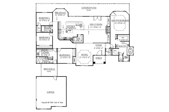 Floor Plan - Main Floor for Mediterranean House Plan #437-34 - 4 bed, 3.5 bath