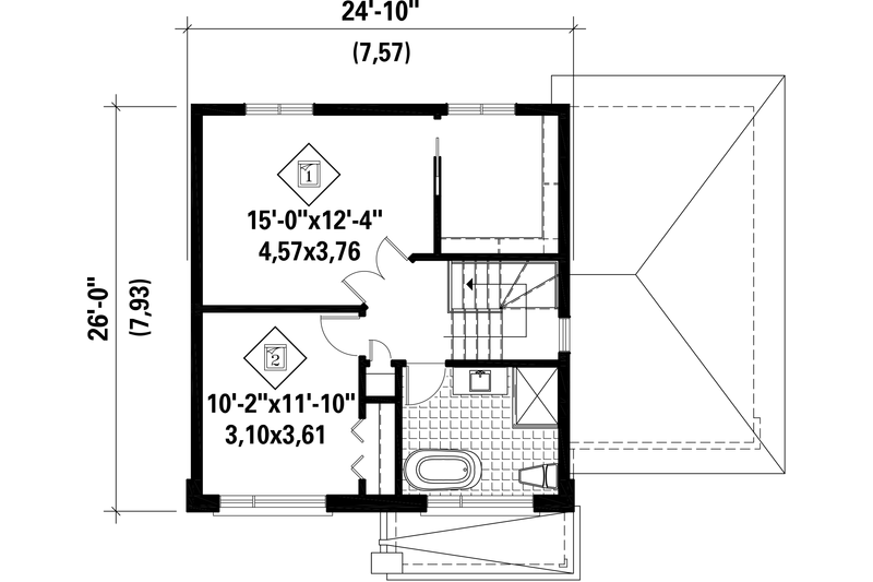 Home Plan - Floor Plan - Upper Floor for Contemporary House Plan #25-4730 - 2 bed, 1 bath