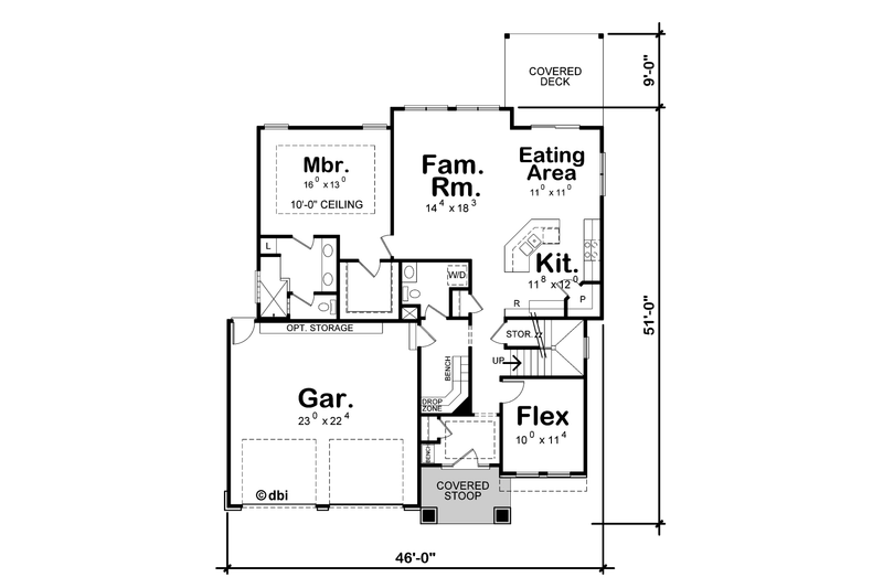 House Blueprint - Floor Plan - Main Floor for Craftsman House Plan #20-2618 - 3 bed, 2.5 bath