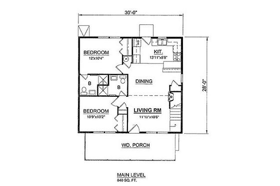 Floor Plan - Main Floor for Cottage House Plan #116-220 - 3 bed, 2 bath