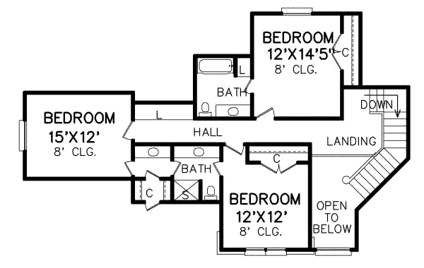 Traditional Floor Plan - Upper Floor Plan #65-274