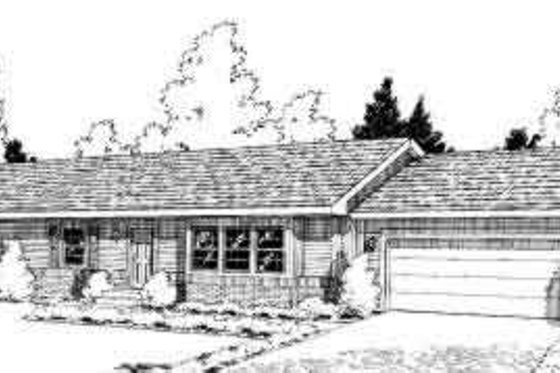 Exterior - Front Elevation for Ranch House Plan #312-351 - 3 bed, 2 bath